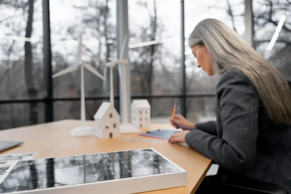 kobieta pracująca nad energią odnawialną